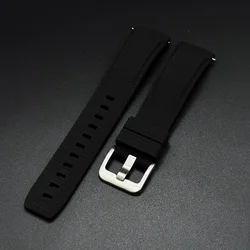 Curved End FKM Rubber Watch Strap with Quick - Release Band - Premium Bracelet in 20mm, 21mm, and 22mm Sizes - 22mm (Black)