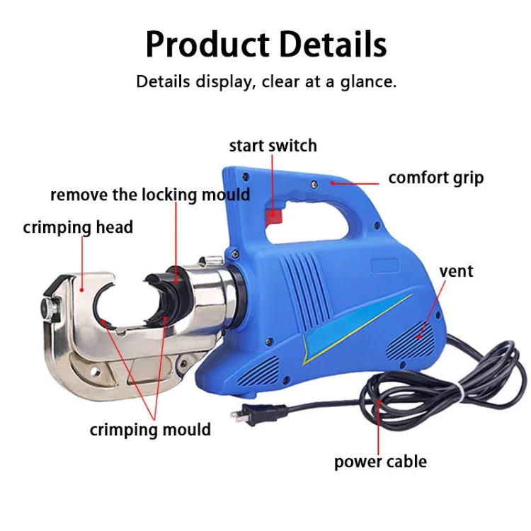 Electric Hydraulic Cable Crimping Tool DM-300 16-300mm² 75KN 21V 2.0Ah Rechargea