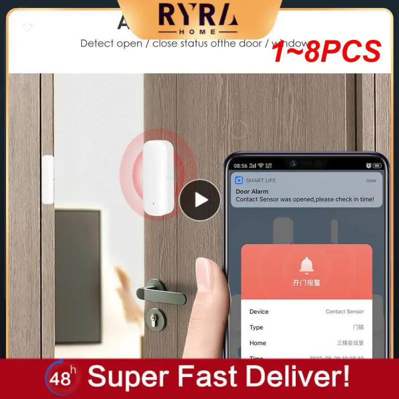

1~8PCS Tuya WiFi/Zigbee Smart Door Sensor Door Open Closed Detectors Security Protection Alarm System Smart Life APP Control
