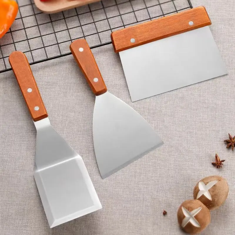 1 Pc Stainless Steel Teppanyaki Shovel Frying Shovel Hand-grilled Cake Tool Grilled Cold Noodles Tiramisu Burger Commercial