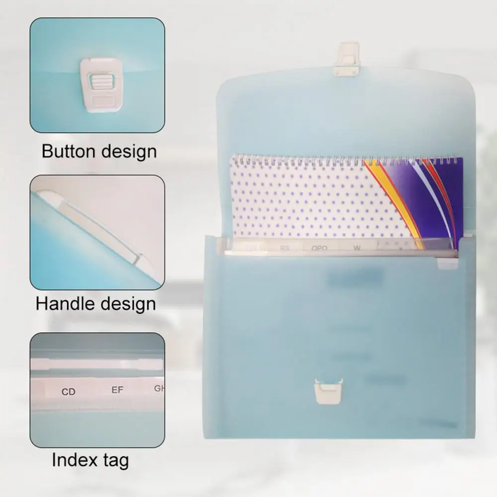 File Folder Multi-pages 13 Pockets Document Folder with Handle Examination Paper Accordion File Organizer School Supplies