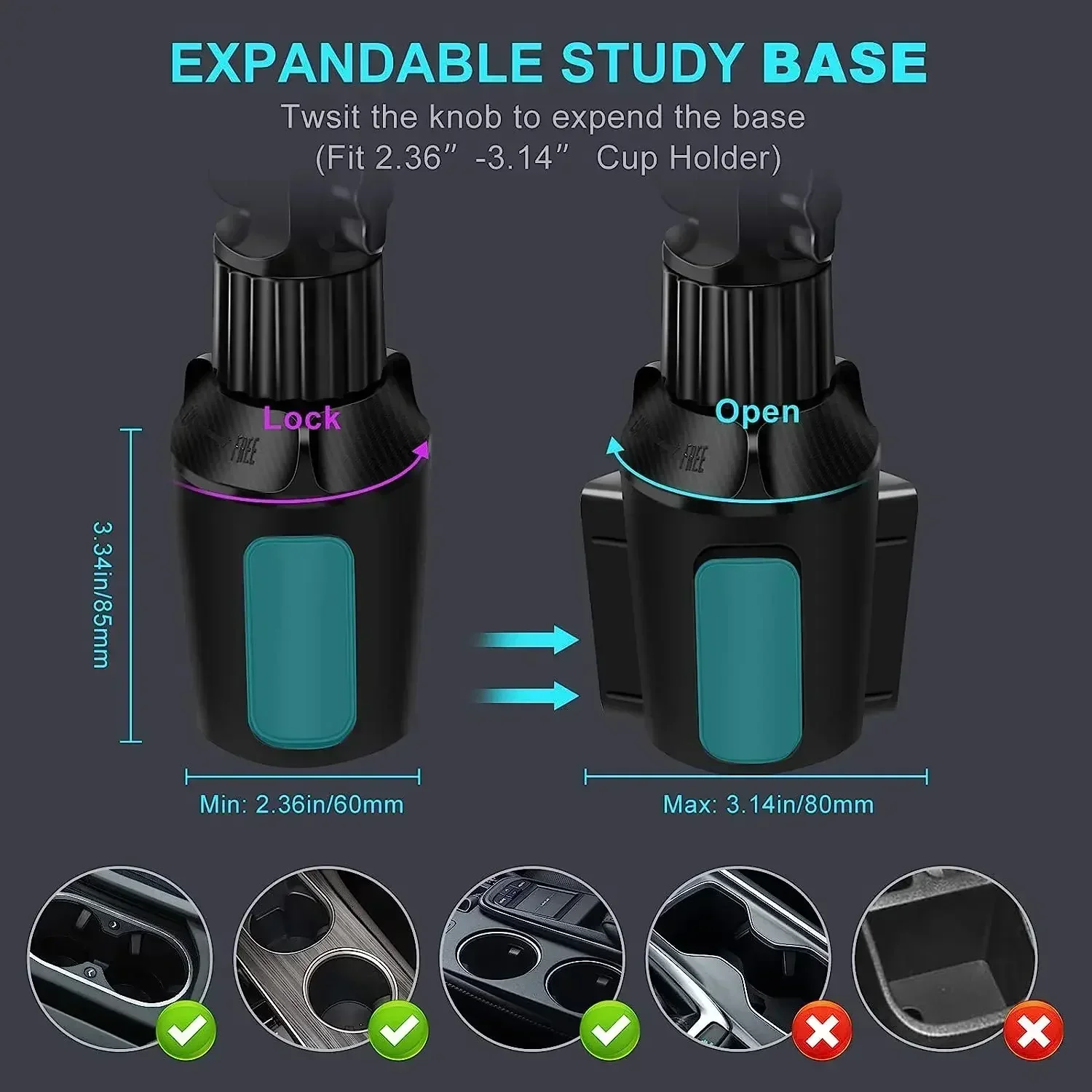 Cup Holder Tablet Mount, Car Tablet Holder Compatible with iPad Pro 12.9/11/10.5/9.7/Air/Mini 6/5/4, iPhone 14/13/Pro, 4.7-12.9