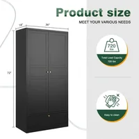 Wardrobe Closet,72" H Clothing Storage Cabinet with Storage Drawer,Metal Storage Cabinet with Adjustable Shelves and Hanging Rod 2