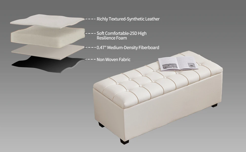 leather bench white dimensions