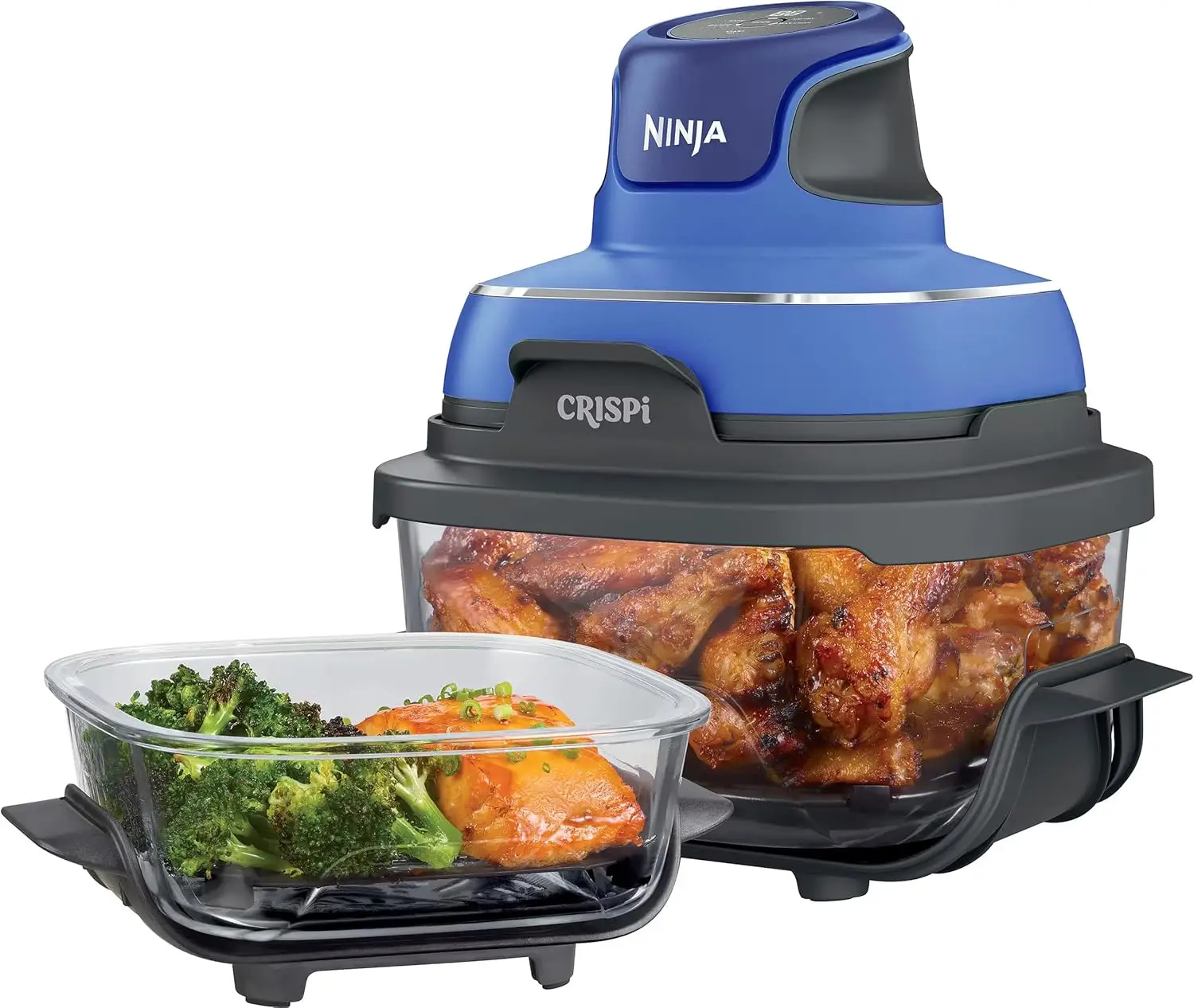 Home Cooking, Blue Air Fryer with Non-Toxic Glass, Microwave, Freezer & Dishwasher Safe, 4 QT & 6 Cup Containers 1