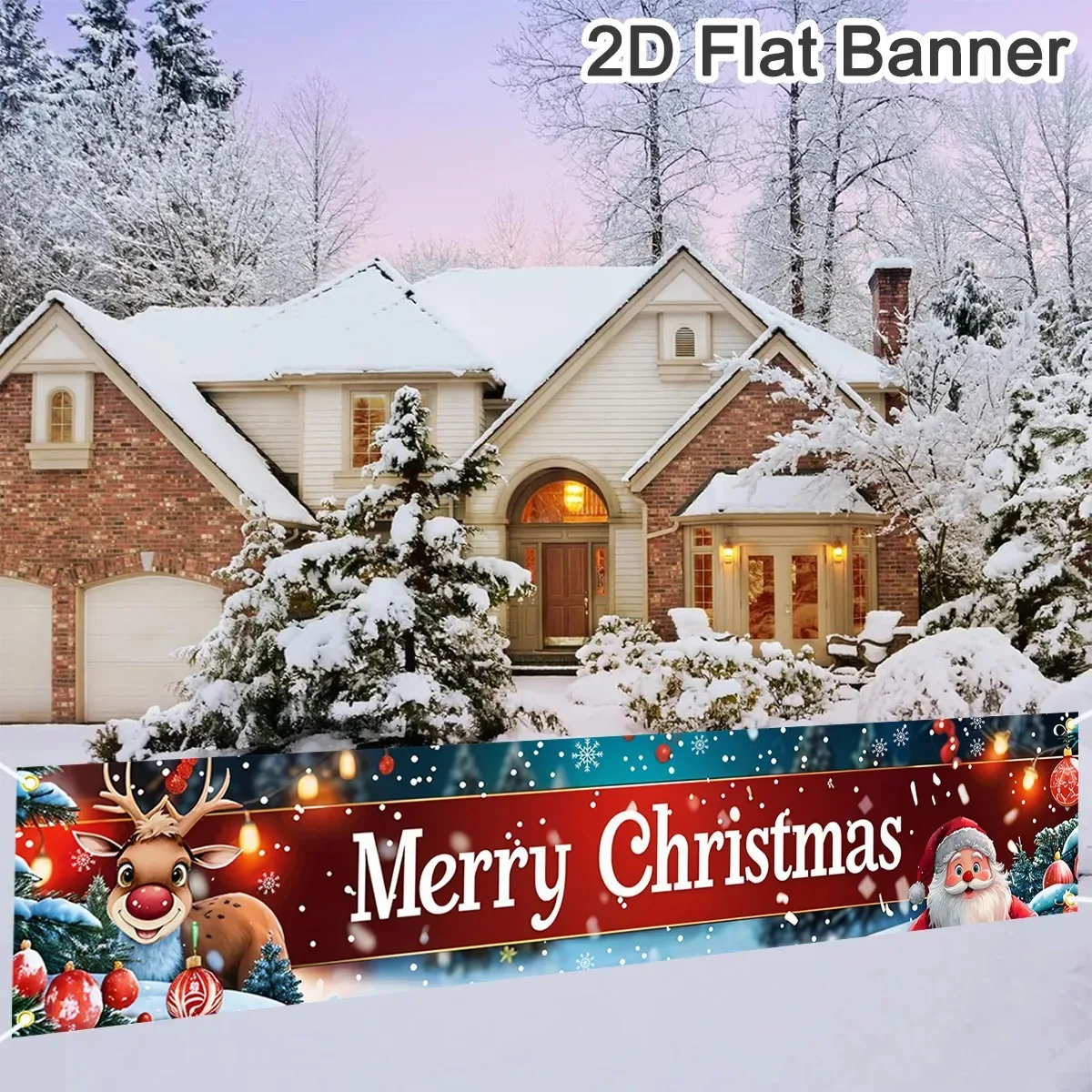 VIKAMA Weihnachts-Themen-Banner 2026 Neujahrs-Frohe-Familien-Dekoration, Outdoor-Innenhof, hängender Hintergrund, Party-Dekoration – Detail 5