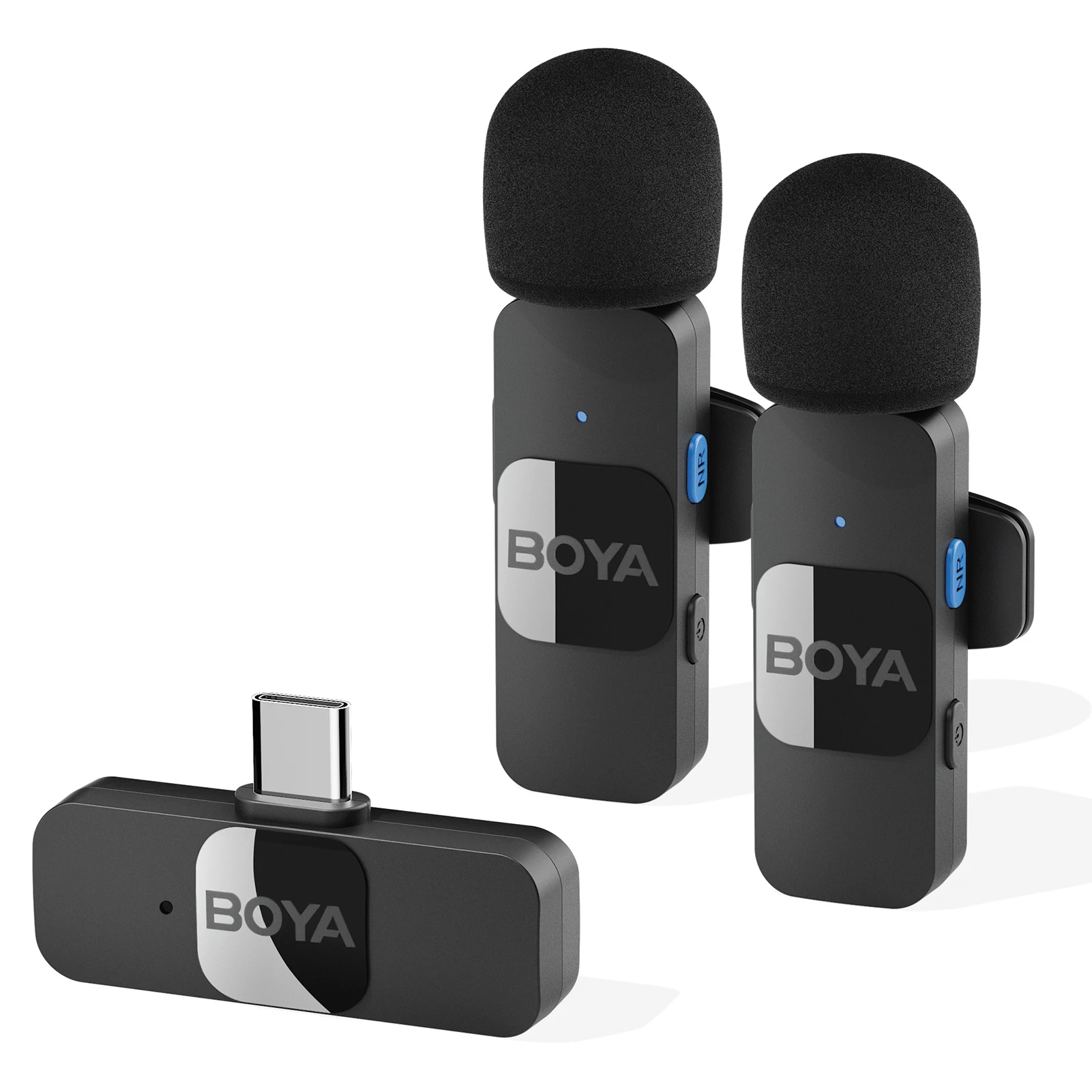 BOYA BY-V1 2.4G Wireless Microphone Clip-on Phone Mic Omnidirectional Mini Lapel Mic 50M Transmission for iphone 15/14/13/12/11