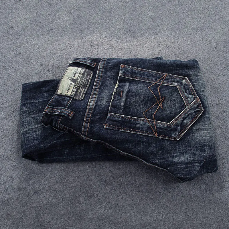 Fashion Designer Men Jeans Retro Black Blue Slim Fit Stretch Ripped Jeans Men Trousers Italian Vintage Casual Denim Pants Hombre