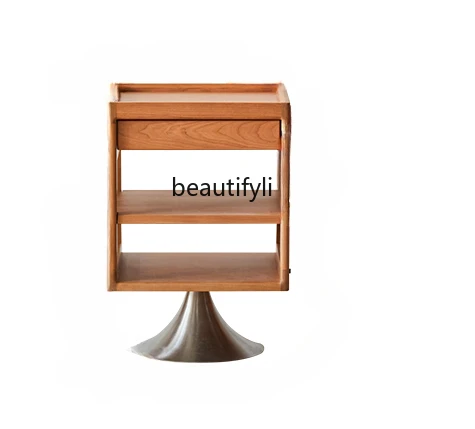 

Furniture SolidWood RotatingSideTable Nordic and Japanese Style Side Table Cherrywood Corner Table Bedside and Sofa Side Cabinet