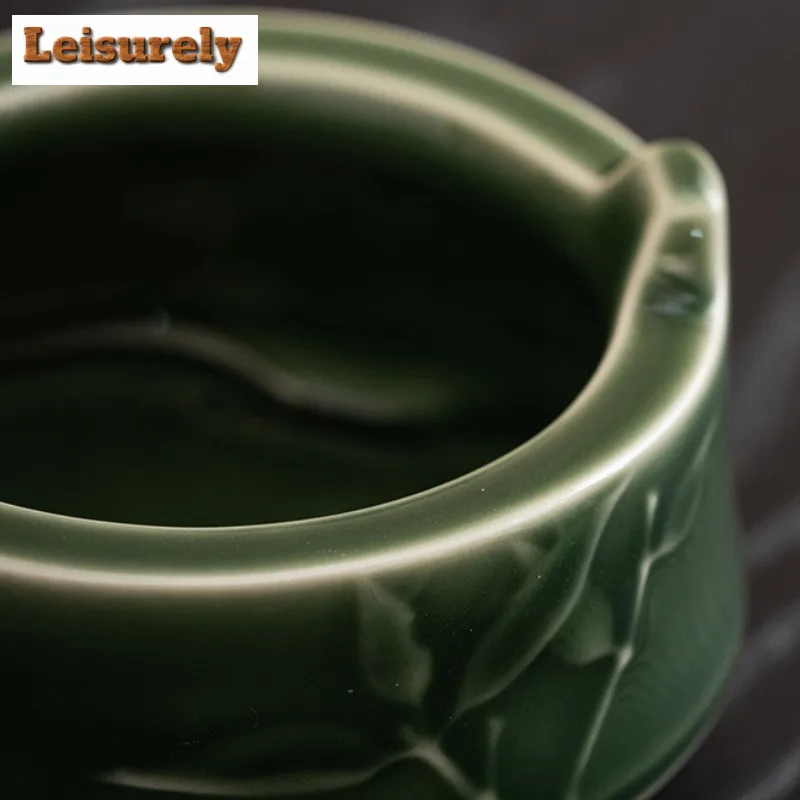 Relief Bamboo Charm Ceramic Incense Burner Chinese Tripod Thread Aroma Insertion Seat Home Indoor Small Aromatherapy Furnace