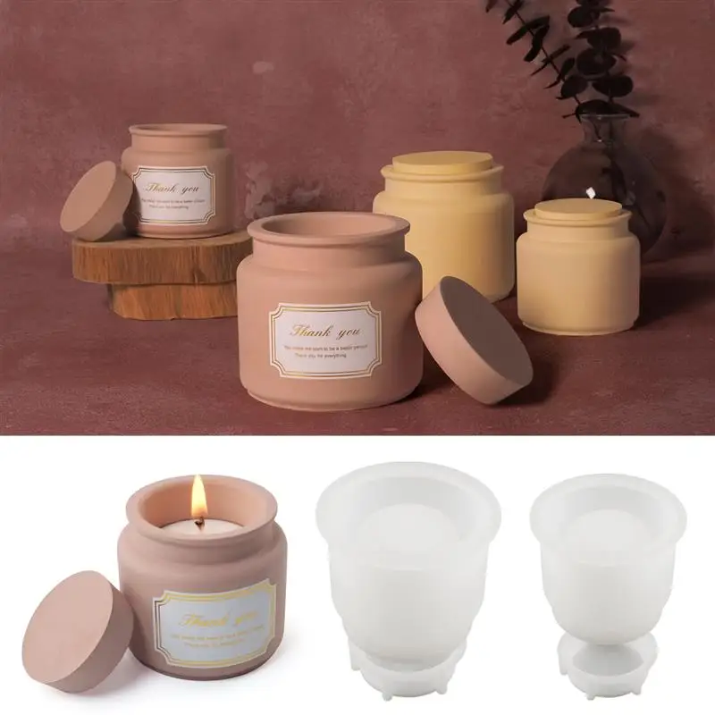 CandleJarMoldsSiliconeConcreteMoldsForCandleHolderWithLids
