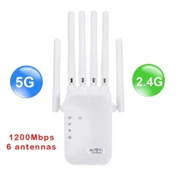 Dual Band Wi - Fi Range Extender and Signal Amplifier for Enhanced Home Coverage (1200Mbps)