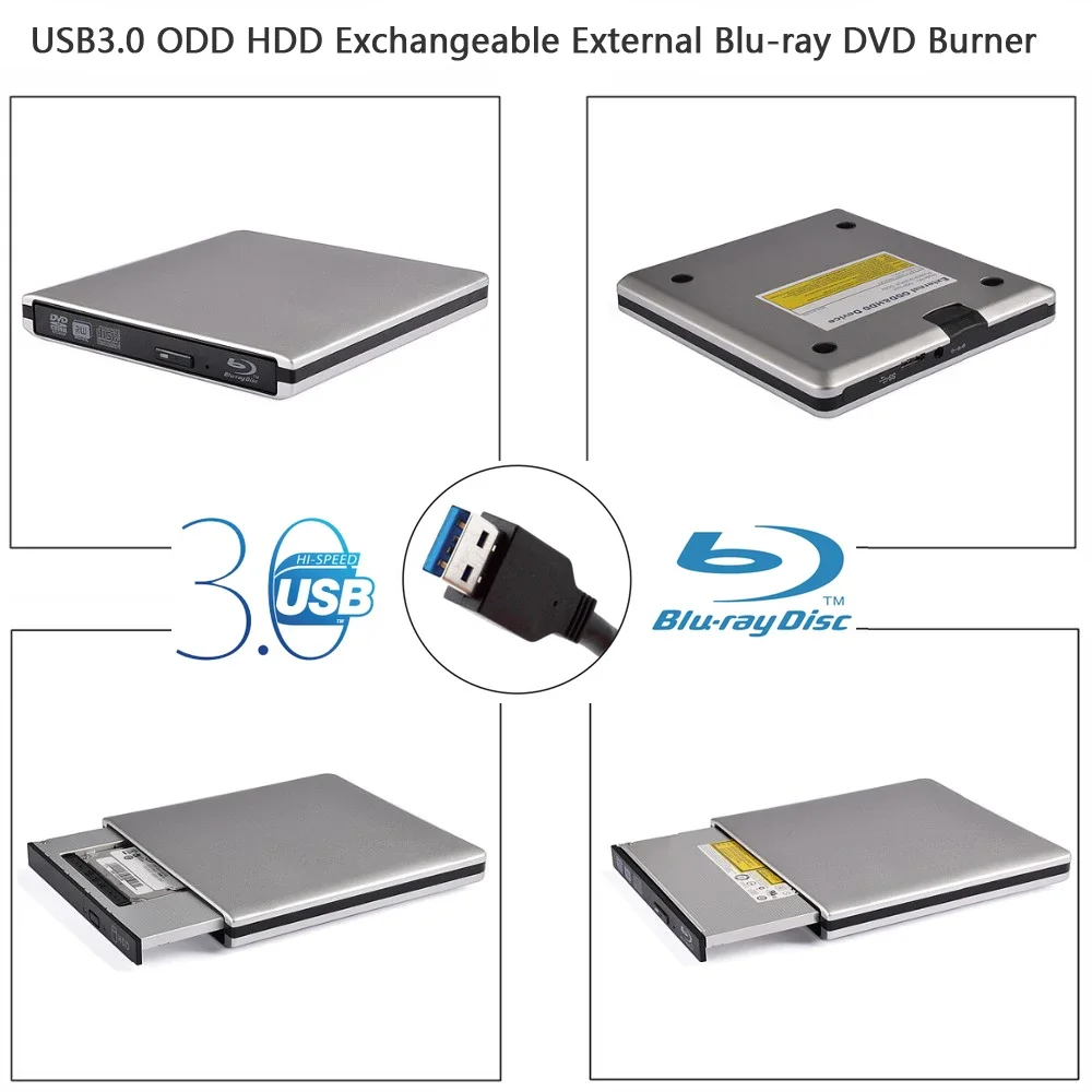 Woopker Blu-ray Player USB3.0 3D Slim Drive DVD Burner DVD+/-RW Reader Media Player for Windows/MAC OS Laptops