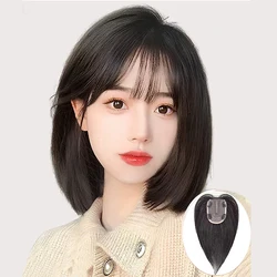 Wig piece for women with naturally fluffy hair on the top of the head, full human hair, light and thin, high skull top