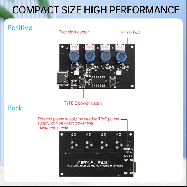 DC5V 4-Way Ultrasonic Nebulizer Module with Colorful Ambient Lights Humidifier DIY Kit Nebulizer Control Board Sprayer 3
