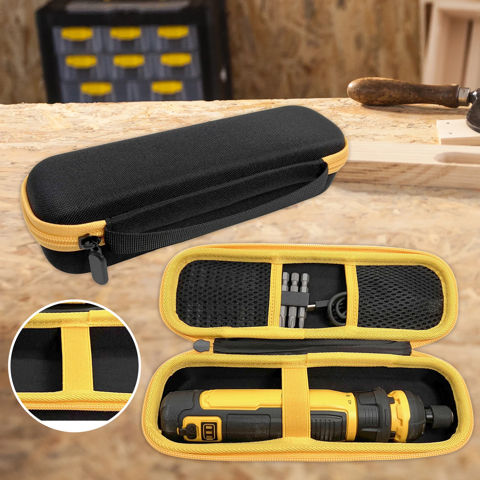 DEWALT 무선 스크류드라이버(DWHT66719)용 하드 보관 케이스 내부 포켓과 손잡이가 있는 보관 정리함
