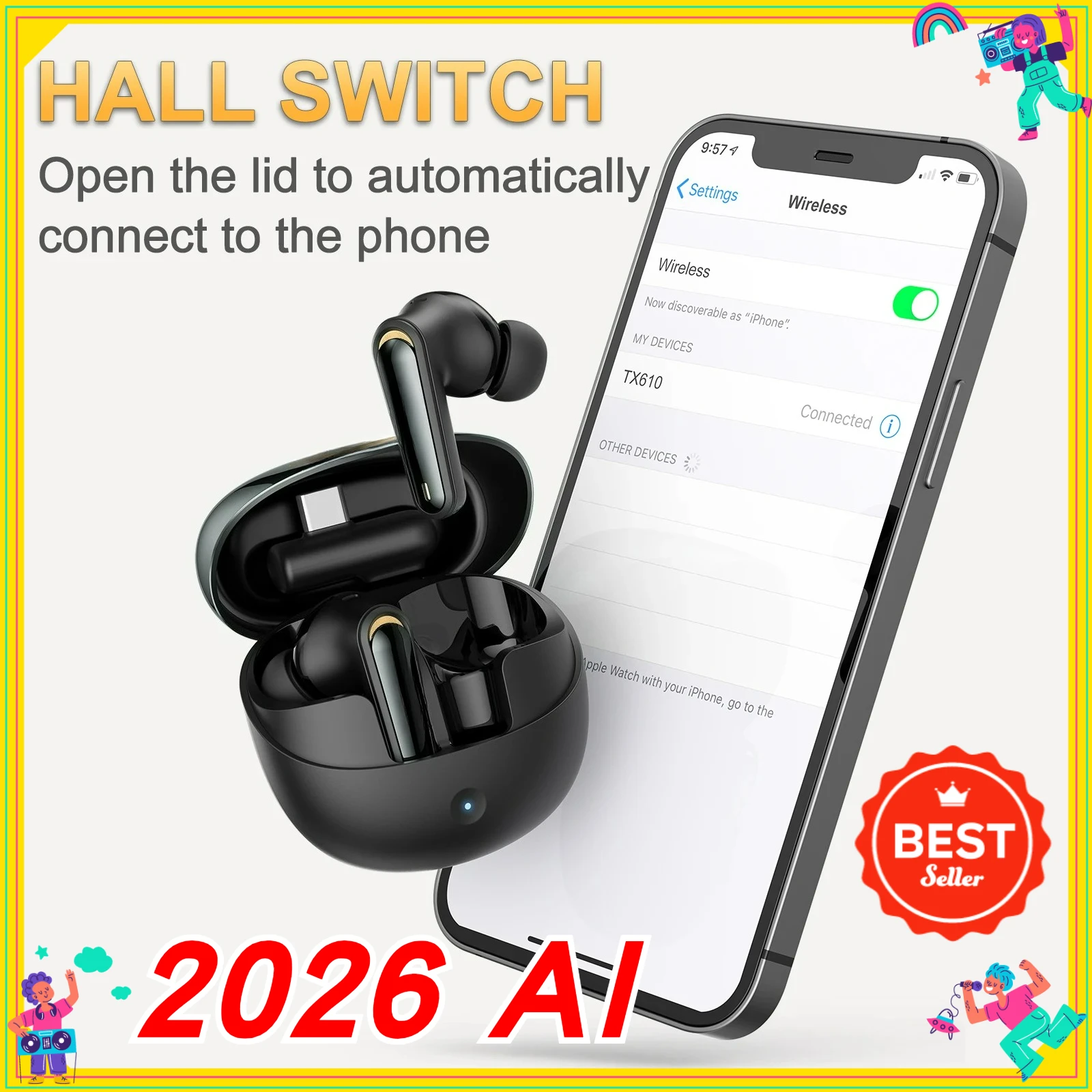 Durable Smart Dual Mode Headset Perfect for Online Gaming and International Calls with Instant AI Translation High Quality