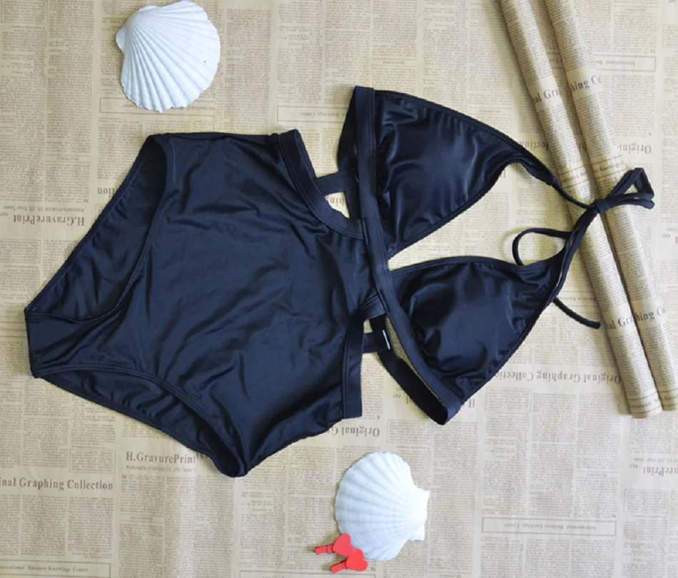 

European and American New Women's Fashion One Piece Bikini Triangle Double Button Swimsuit