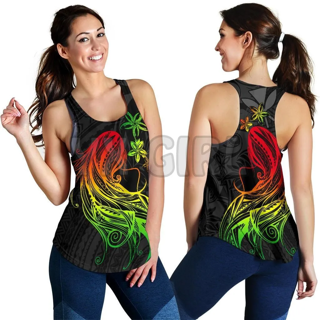 

YX GIRL Polynesian Hawaii Women Racerback Tank 3D Printed Sexy Backless Tops Summer Women Casual Tees Cosplay Clothes