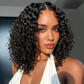 250Density Glueless Short Bob Wig 10 Inch Deep Wave Lace Front Bob Wigs Human Hair 5x5 Glueless Bob Wig Human Hair Ready To Wear 1