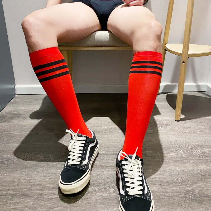2022 Unisex Man Crew Sports Socks Fashion Striped Red Black Strip