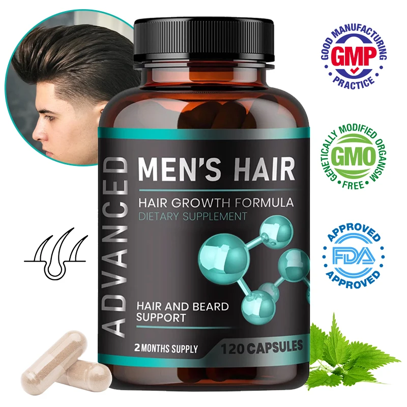 Hair Growth Vitamins for Men-Thick Hair and Beard-Helps with Thinning and Loss Natural Dietary Supplement hair growth vitamins