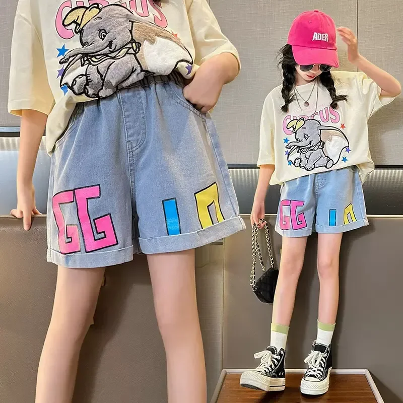 New Summer Fashion Girls Soft Denim Pocket Short Jeans Pants Baby Casual Trousers Kids Shorts Children's Clothing For 2-12