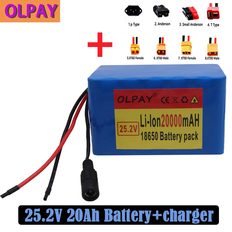 

Free ShippingBatterie Lithium 24V, 18650 6S4P 25.2V 20000Mah, Pour Vélos Électriques, Avec Chargeur, Paquet De Batteries