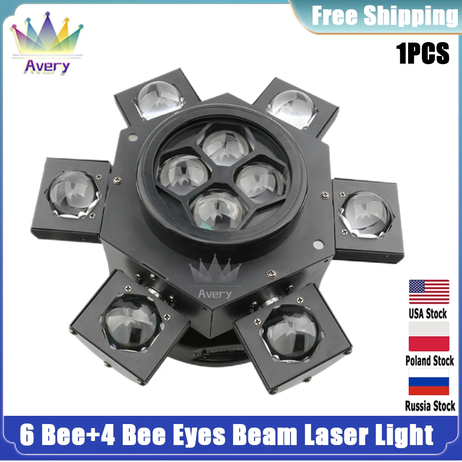 0 Tasse 1 Pz New Beam Moving Head Light 6*10W + 4*10W Rgbw Led Six-Arm Cyclone Bee-Eye Laser Led Bee Eyes Per Club E Feste