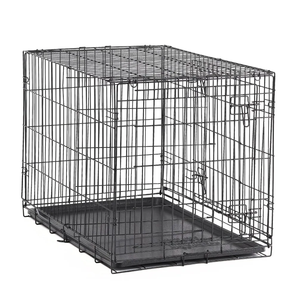 

Double-Door Foldable Metal Wire Dog Crate with Divider and Tray, X-Large, 42" dog playpen pet house dog kennel