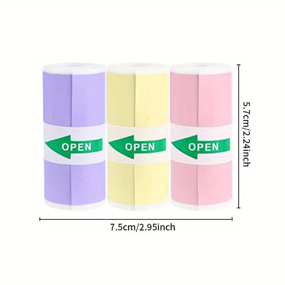 Mini Thermal Printer Paper Rolls with Printable Stickers - 3-Pack