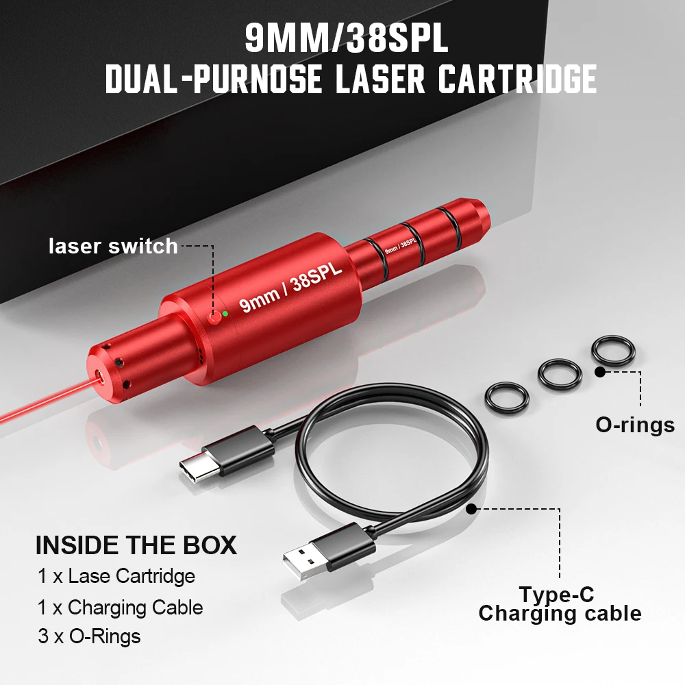 9MM/38SPL dual-purpose magnetic suction laser training bullet red dot laser training bullet dry powder bullet laser training bullet