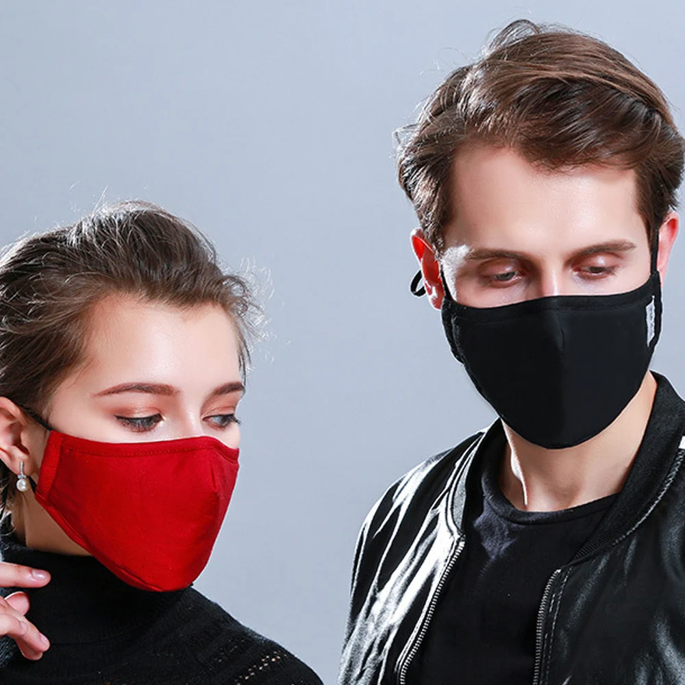Tcare Cotton Black Mask Mouth Face Mask Anti Dust PM2.5 Mouth Masks Activated Carbon Filter Mask Fabric Masks Washable Reusable 6