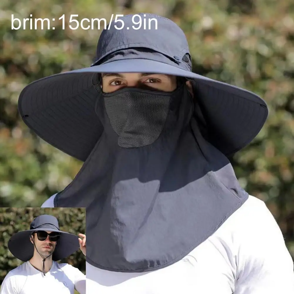 Summer Large Sun Hat Men Women Breathable Fishing Caps Sun UV Protection Mesh Fisherman Hat Hiking Outdoor Beach Cap