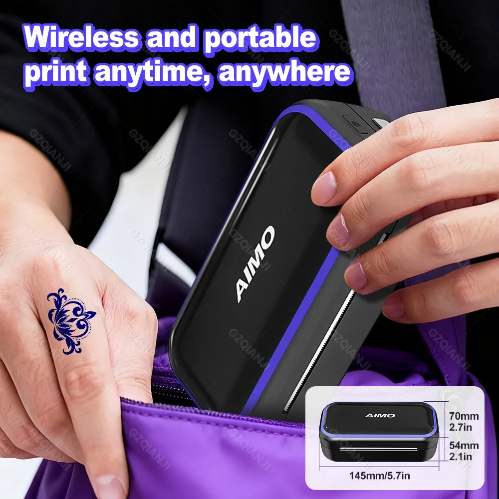 Mini Tattoo Stencil Maker 80mm/3inch Wireless Bluetooth Thermal Tattoo Printer with Transfer Paper for Compact Size DIY Artist