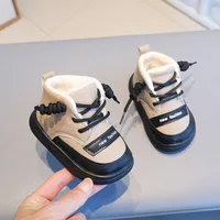 Winter Baby Shoes Infant Girls Boys PU Leather Cotton Boots Warm Thicken Plush Kids Shoes Soft Sole Non-Slip Walking Snow Boots 3