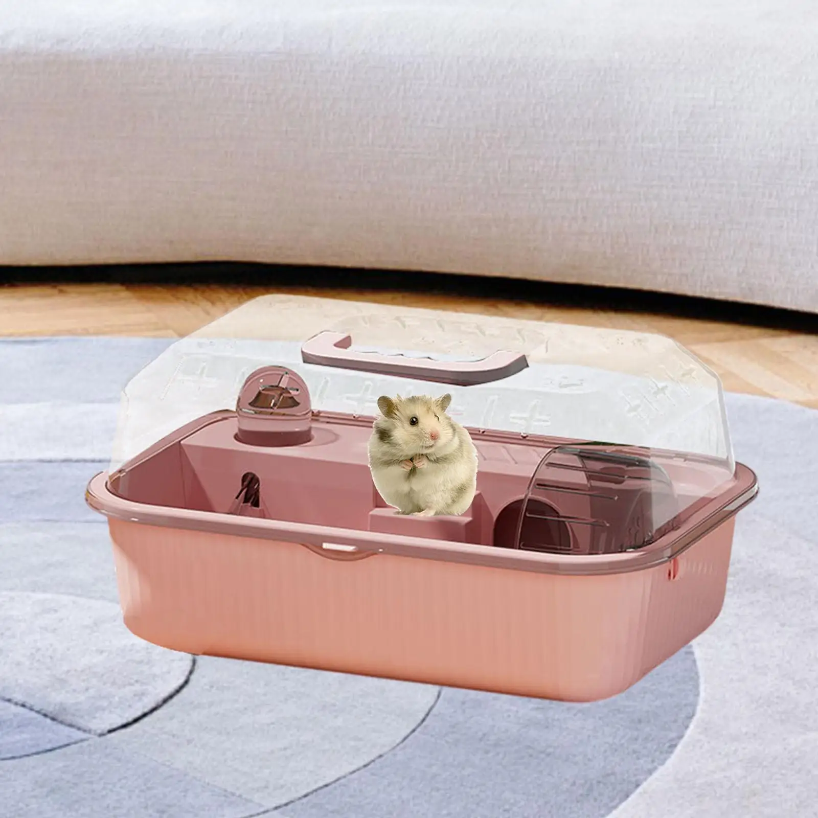 Small Animal Cage Hamster Home Habitat, Portable with Handle Design Pet House Pet Carrier for Rats Gerbil Mice Hedgehog