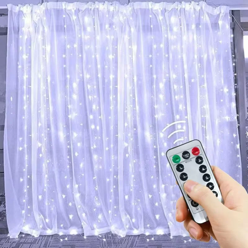 3/6M USB LED Curtain 8Modes Remote Control String Lights Holiday Wedding Fairy Garland Lights For Bedroom Living Room Decor