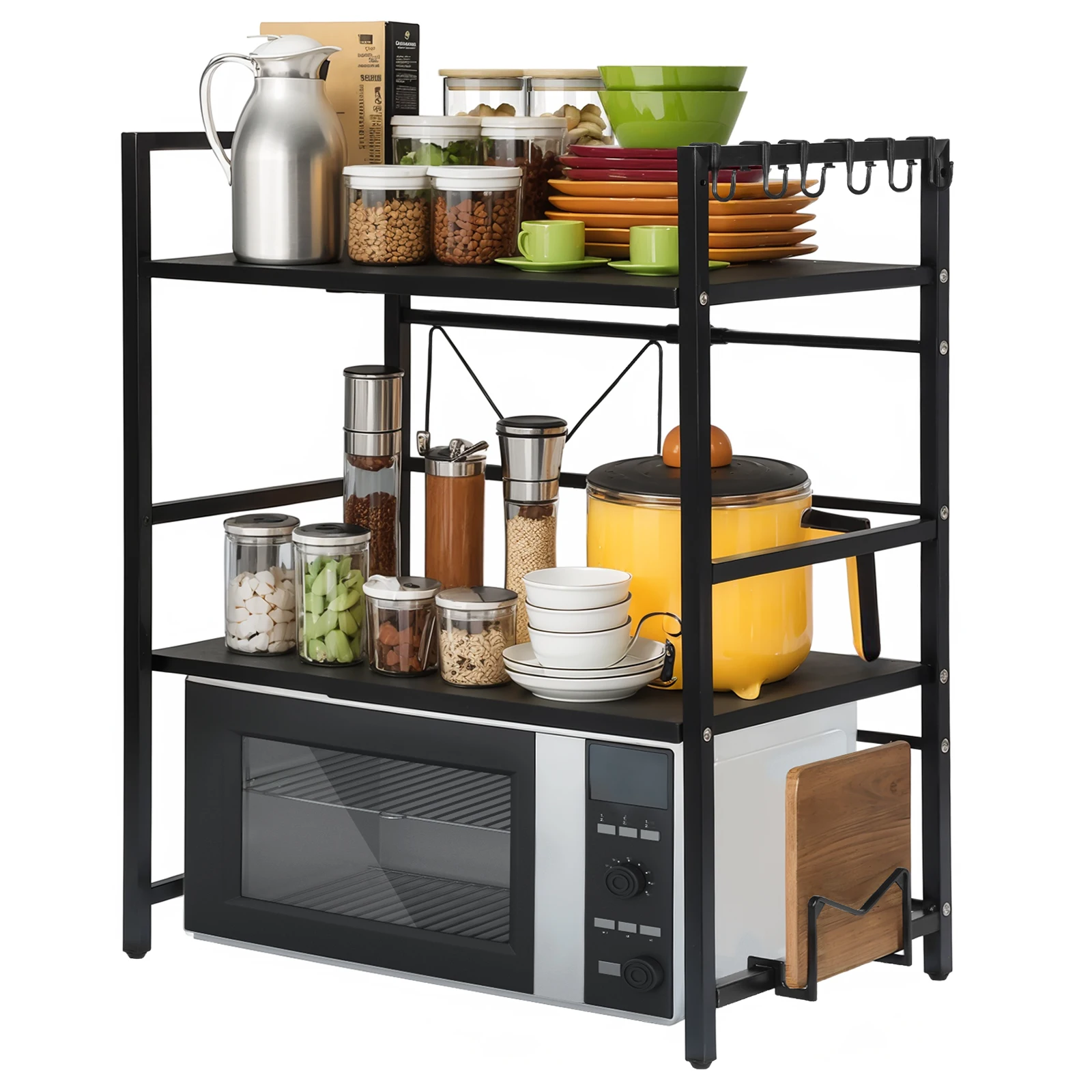 2 Tier Microwave Stand Wear Resist Seasoning Storage Rack Oven Organizer Shelf for Countertop Kitchen Utensils Tableware
