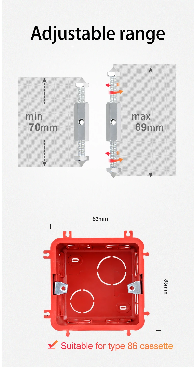 Switch Box Wall Socket Box Wall Switch Socket Repairer Electrical Box Repairer Wall Socket Repairer Dark Box Repairer Cassette Repairer 86 Type Wall Mount Switch Box Repair Tool Adjustable Length Bracket Lever Socket Support Rod Screw Wrench
