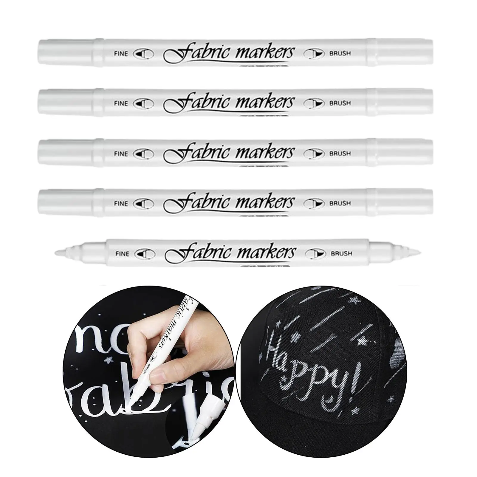 5x Oily White Marker Pen Graffiti Pens Double Head Pen DIY Waterproof