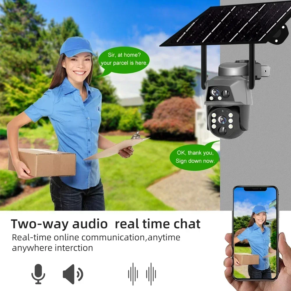 PEGATAH 4G WiFi Solar Camera Outdoor Dual Lens 8MP IP Camara Solar Panel CCTV Security Built in Battery PIR Motion Detection Cam