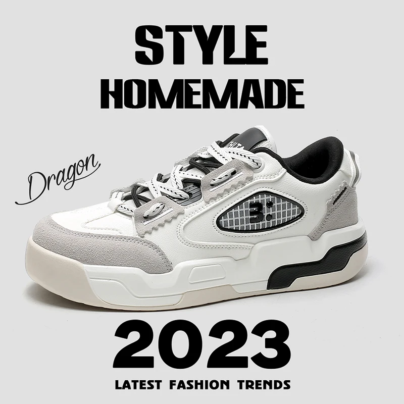 Classic Women Chunky Skateboarding Shoes for Men Leather Retro Skate