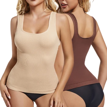 Plus Size Women Tummy Control Shapewear Comfort Devotion Tops Squared Neckline Body Shaper Compression Slimming Shaper New Vest