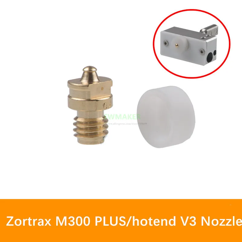 2 Pezzi Zortrax M300 Plus Hotend V3 Ugello Di Ricambio In Ottone Con Stampante 3D Per Calzini Isolanti