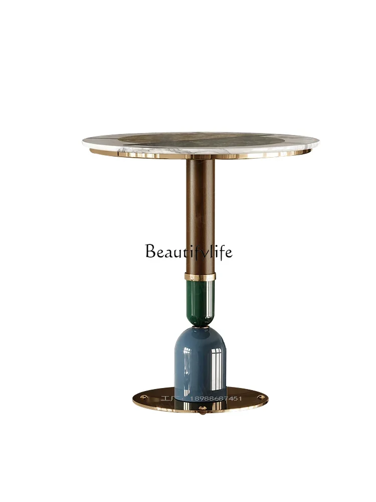 

Light Luxury Room Marble Negotiation Solid Wood Sales Department Reception Dining Table and Tea Table in Living Room