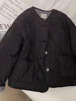 Pink Lamb Velvet Thiened Cotton Jaet Women's Large Size Faionable All-Match round Ne Outerwear Cotton Padded Coat