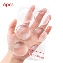 Universal Washable Self - Adhesive Clear Gel Door Protector Pads - Soft & Reusable Shock Absorbent Guards (Round 40mm - 6pcs)