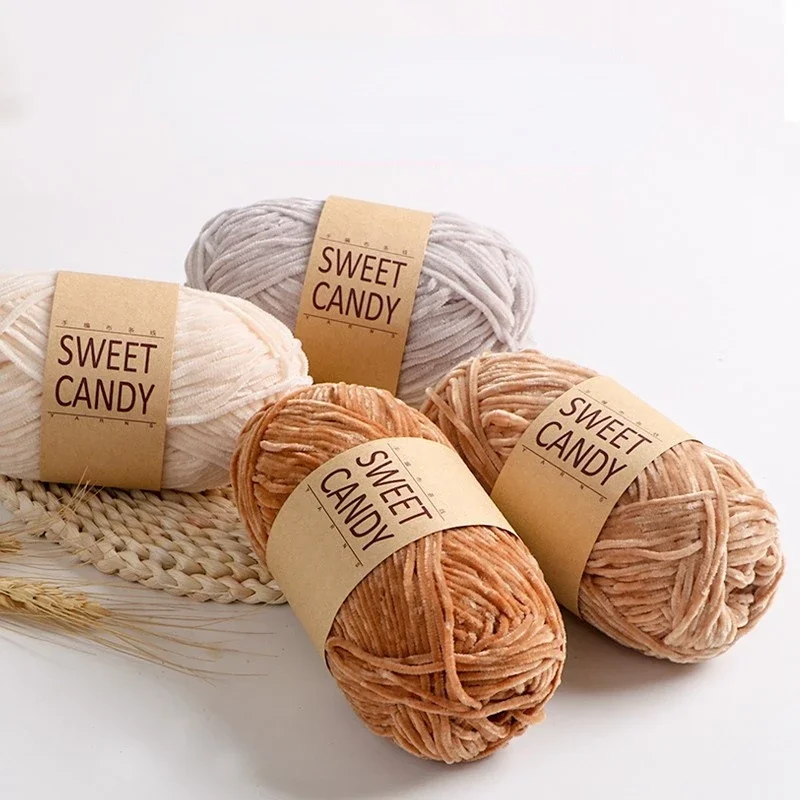 Chenille Wool Golden Velvet No.2 Edelweiss Hand Woven DIY Material Bag Crochet Doll Golden Velvet Fine Thread Group Crochet 3