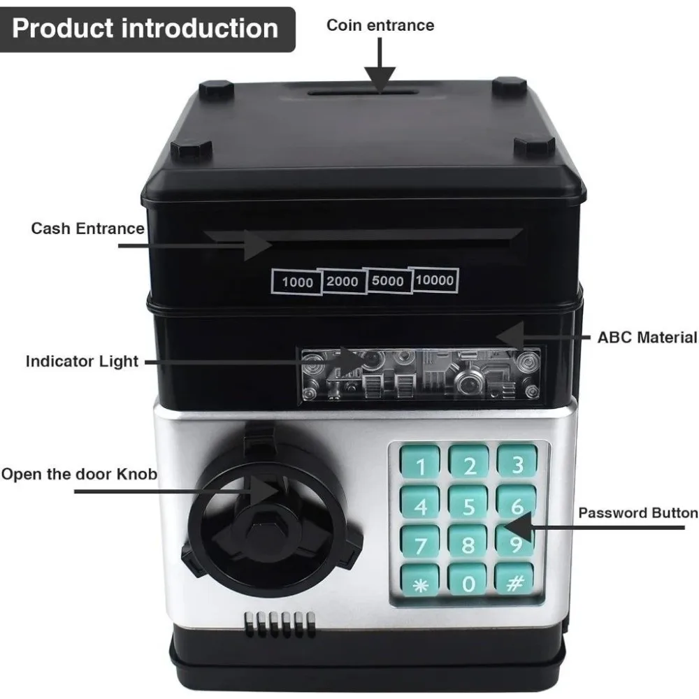 Electronic Lock Electronic Money Safe Box LED Display Digital Keypad Children Saving Pot Battery Operated Password Protection